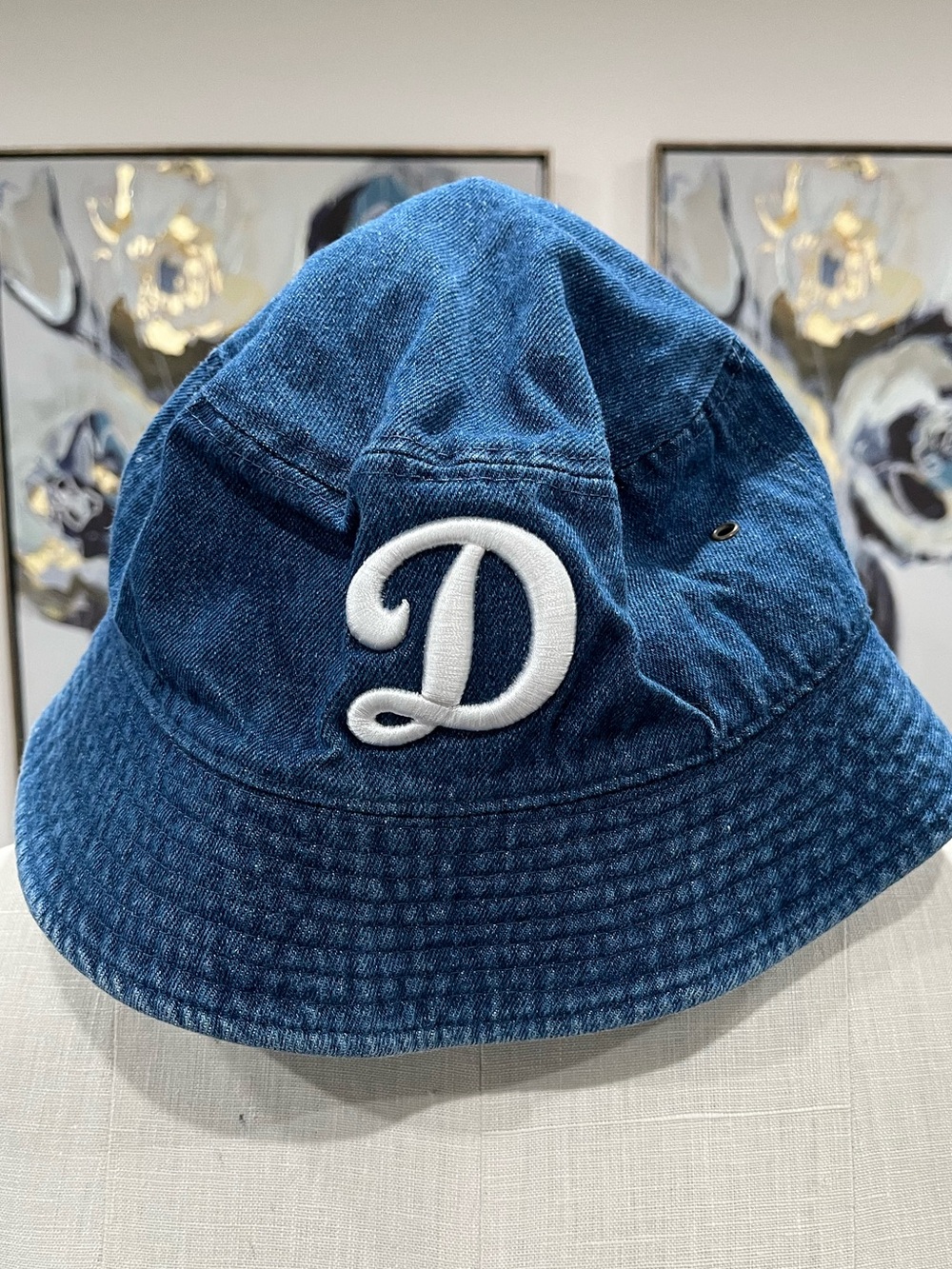 Denim Los Angeles Dodgers “D” Bucket Hat Size Large/XL Outdoor